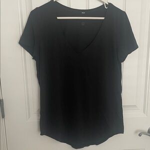 Black V-Neck Women's Top